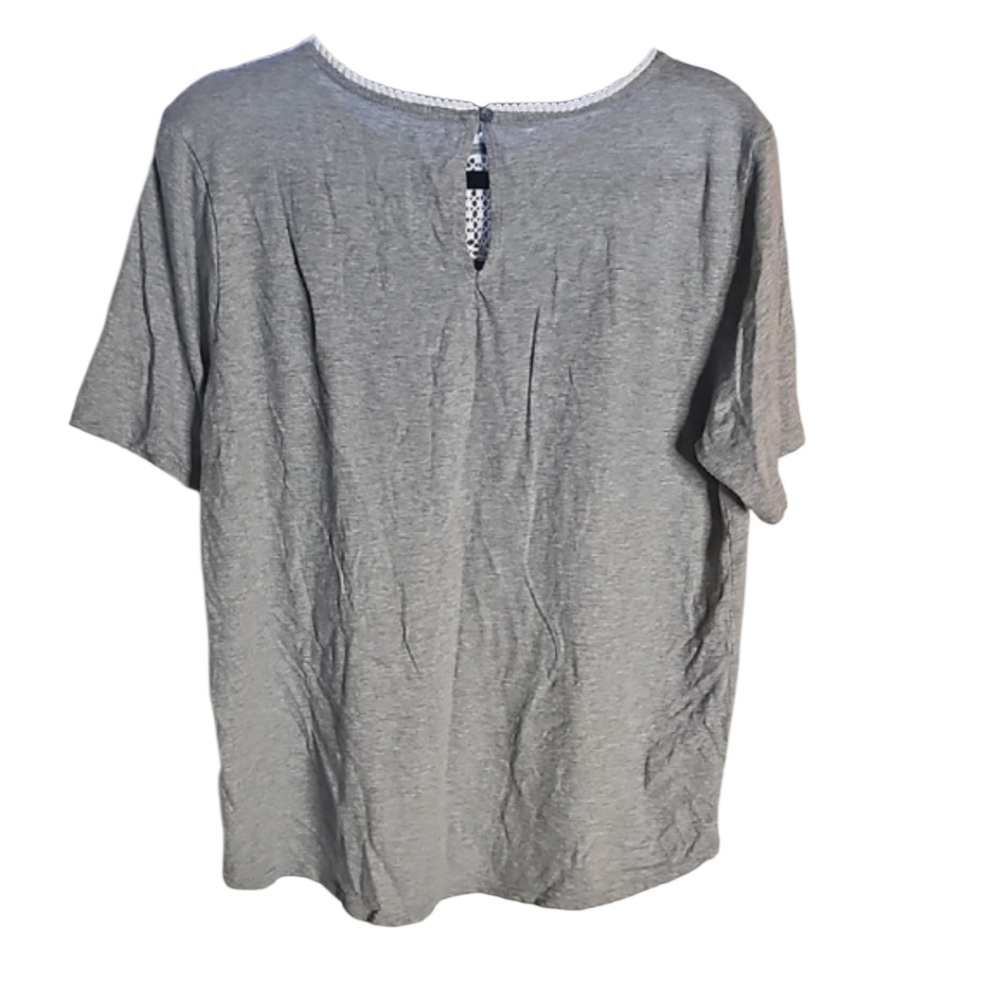 LOFT Gray Top with White Lace Detail - Picture 5 of 5